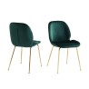 Lot de 2 chaises GISEL velours vert foncé pieds métal doré