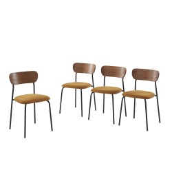 Lot de 4 chaises empilables FRIDA velours côtelé jaune moutarde et métal noir
