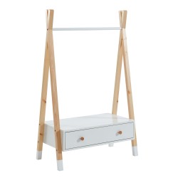 Portant TIPI blanc et pin massif 1 tiroir