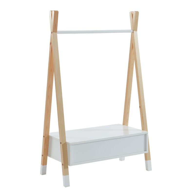 Portant TIPI blanc et pin massif 1 tiroir