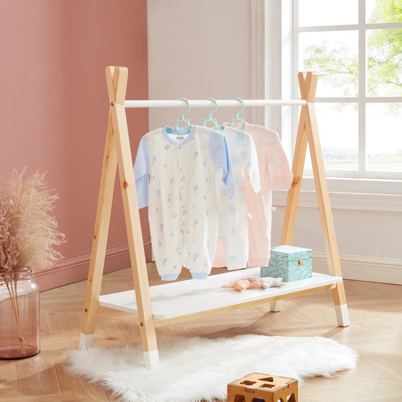 Portant TIPI blanc et pin massif 80cm