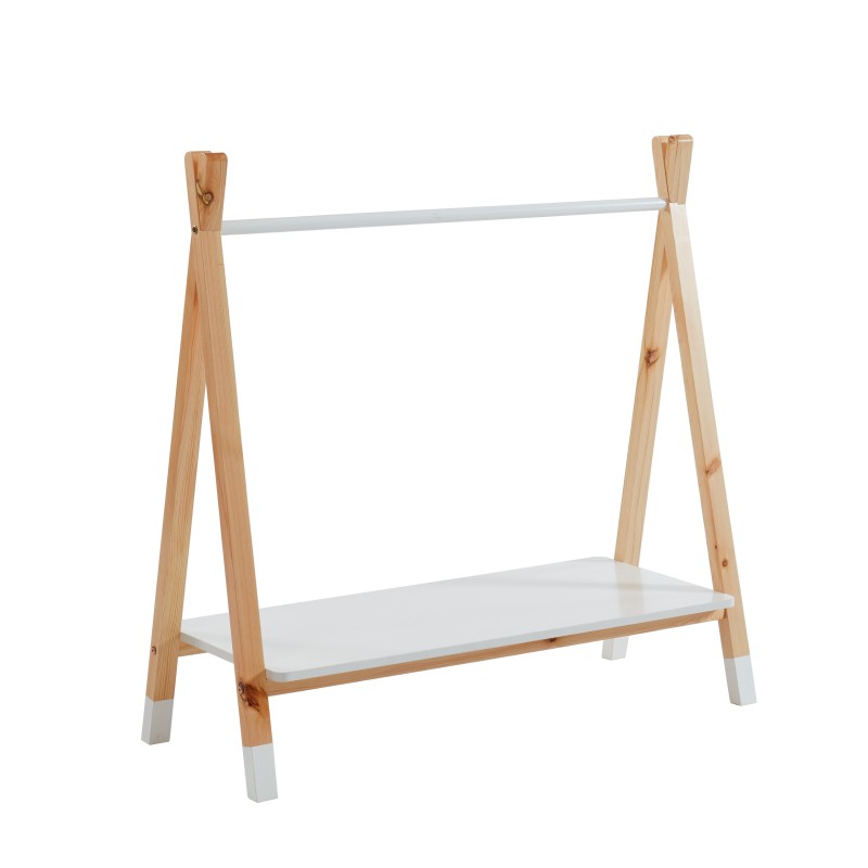 Portant TIPI blanc et pin massif 80cm