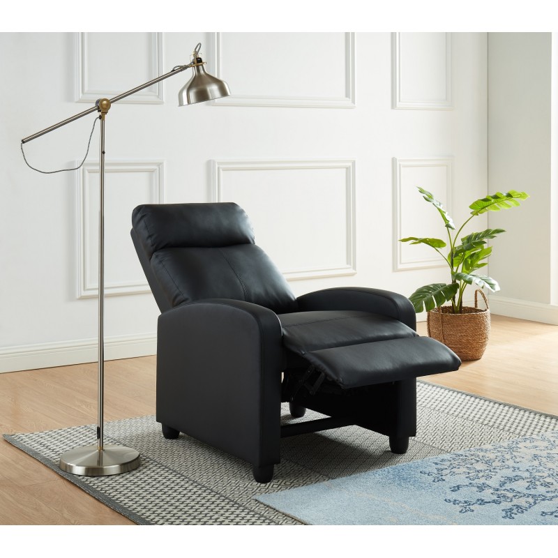 Fauteuil inclinable ALVA en PU noir fonction push back