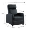 Fauteuil inclinable ALVA en PU noir fonction push back