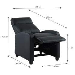 Fauteuil inclinable ALVA en PU noir fonction push back