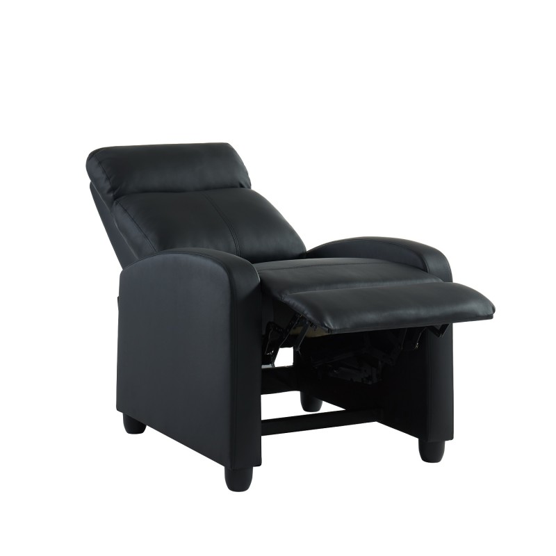 Fauteuil inclinable ALVA en PU noir fonction push back
