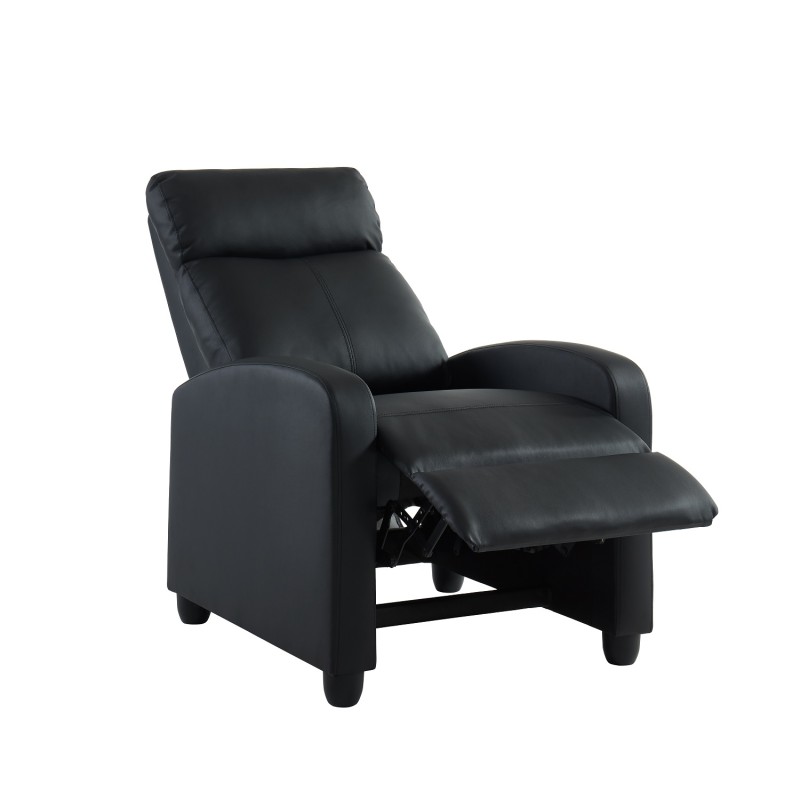 Fauteuil inclinable ALVA en PU noir fonction push back