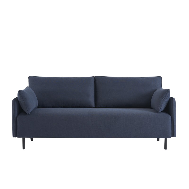 Canapé droit GABIN fixe tissu bleu nuit 3 places