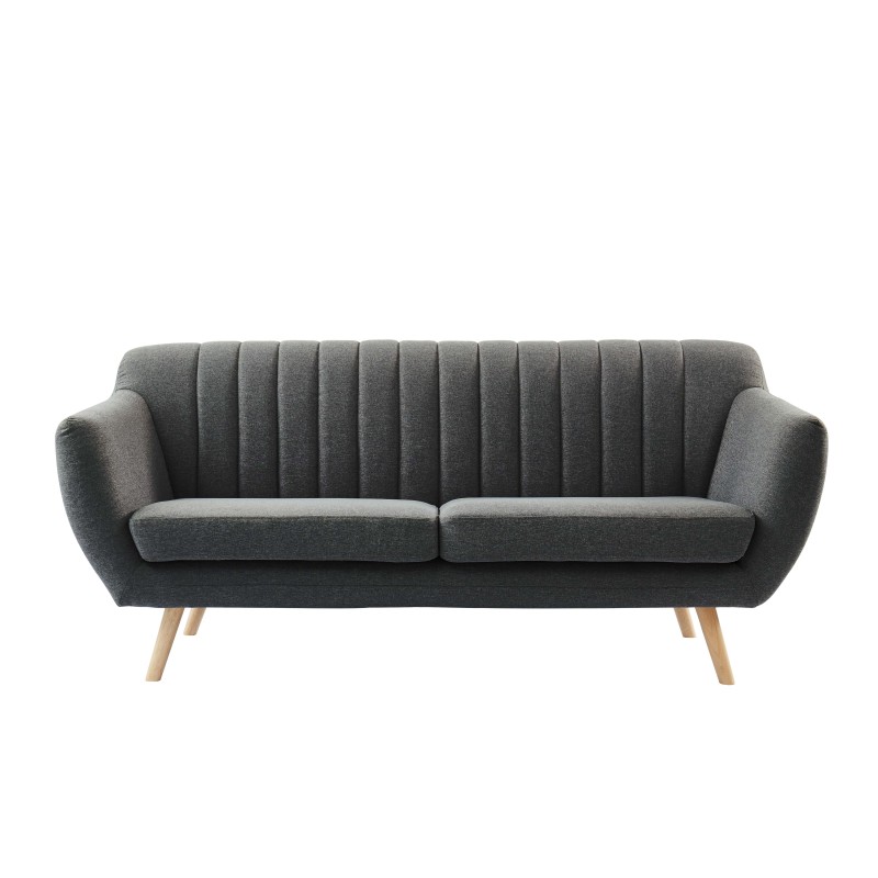 Canapé CAMILLE en tissu gris foncé de style scandinave vintage