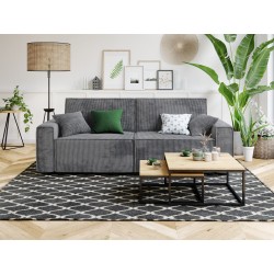 Canapé droit MIRA convertible velours côtelé gris souris