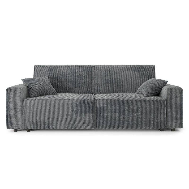 Canapé droit MIRA convertible velours côtelé gris souris