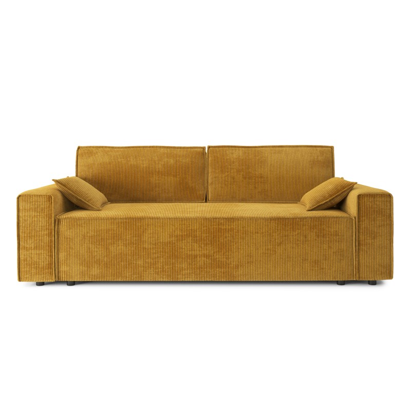 Canapé droit MARIUS convertible  velours côtelé moutarde