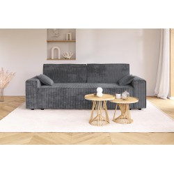 Canapé droit MARIUS convertible  velours côtelé gris souris