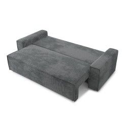 Canapé droit MARIUS convertible  velours côtelé gris souris