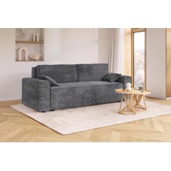 Canapé droit MARIUS convertible  velours côtelé gris souris