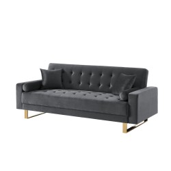 Canapé droit AUGUSTE droit convertible 3 places velours gris anthracite
