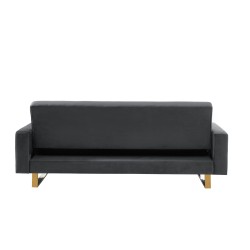 Canapé droit AUGUSTE droit convertible 3 places velours gris anthracite