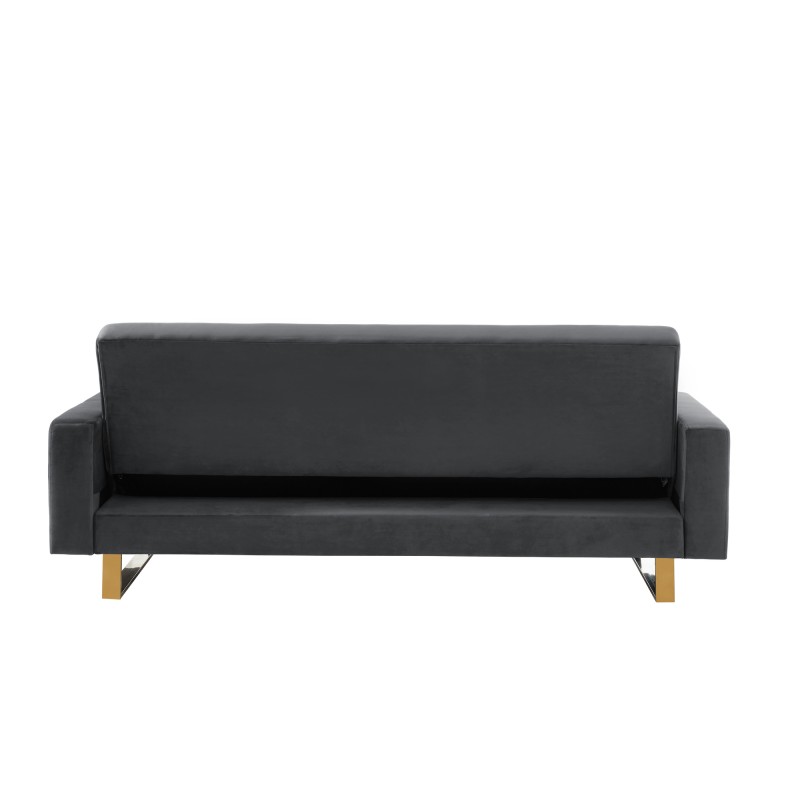 Canapé droit AUGUSTE droit convertible 3 places velours gris anthracite