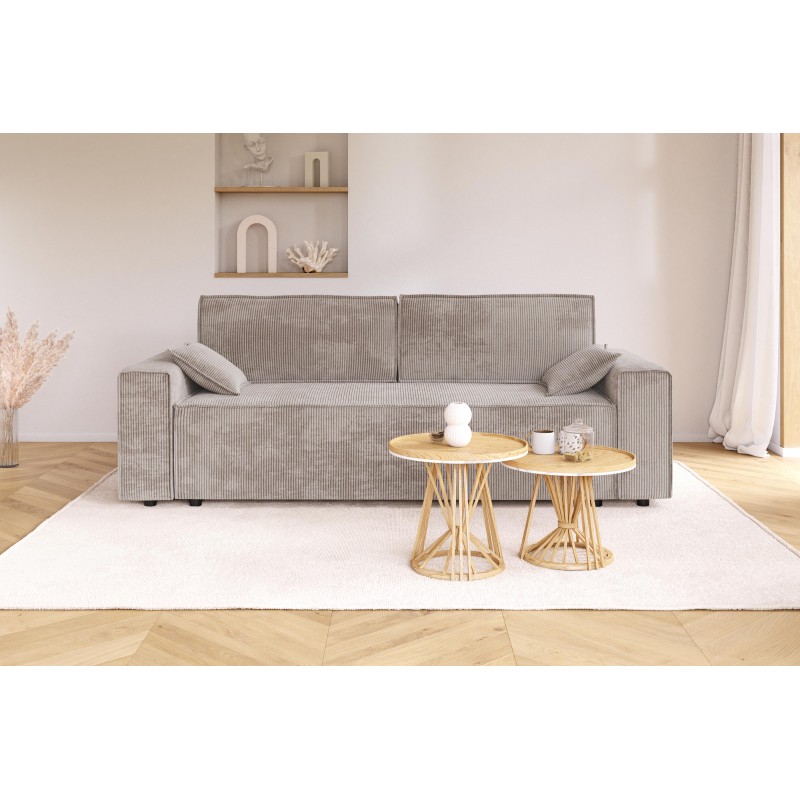 Canapé droit MARIUS convertible  velours côtelé grège