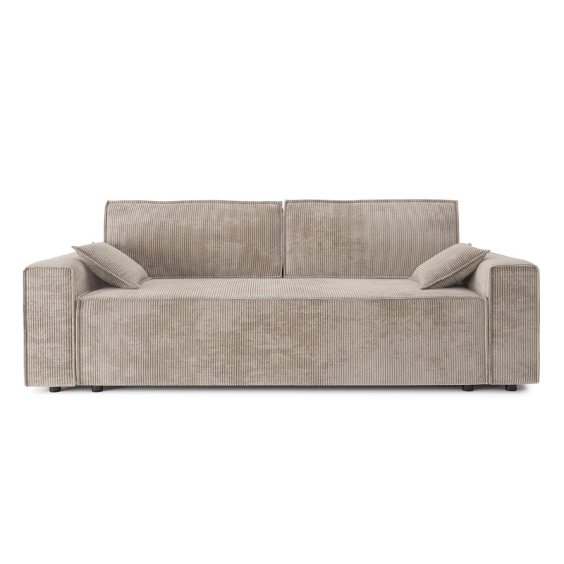 Canapé droit MARIUS convertible  velours côtelé grège
