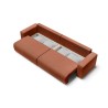 Canapé droit XL LEA convertible velours côtelé terracotta 3 places