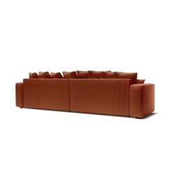 Canapé droit XL LEA convertible velours côtelé terracotta 3 places