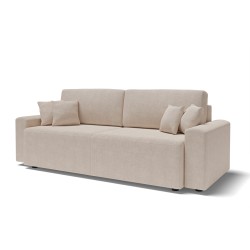 Canapé droit MILO convertible tissu beige 3 places 