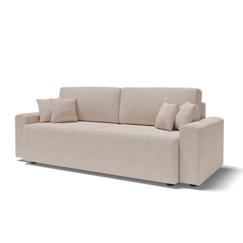 Canapé droit MILO convertible tissu beige 3 places 