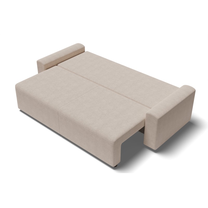 Canapé droit MILO convertible tissu beige 3 places 