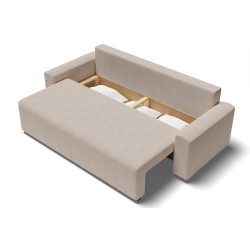 Canapé droit MILO convertible tissu beige 3 places 