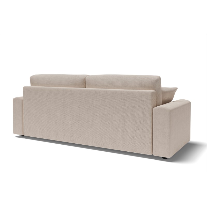 Canapé droit MILO convertible tissu beige 3 places 