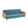 Canapé droit LEA convertible 3 places cannage et velours bleu