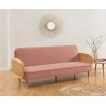 Canapé droit LEA convertible 3 places cannage et velours vieux rose