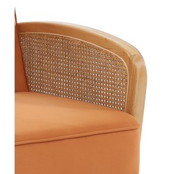Canapé droit LEA convertible 3 places cannage et velours ocre