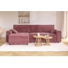 Canapé d'angle MARIUS convertible velours côtelé vieux rose