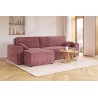 Canapé d'angle MARIUS convertible velours côtelé vieux rose