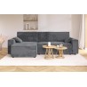 Canapé d'angle MARIUS convertible velours côtelé gris souris