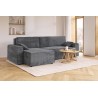 Canapé d'angle MARIUS convertible velours côtelé gris souris