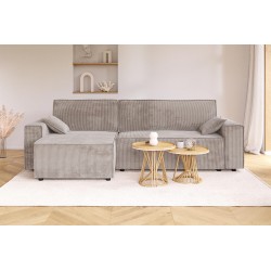 Canapé d'angle MARIUS convertible velours côtelé grège