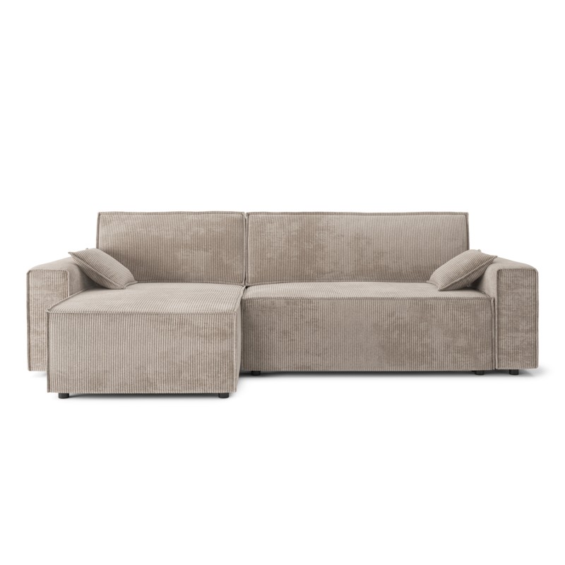 Canapé d'angle MARIUS convertible velours côtelé grège