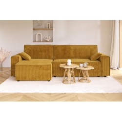 Canapé d'angle MARIUS convertible velours côtelé moutarde