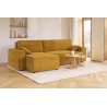 Canapé d'angle MARIUS convertible velours côtelé moutarde