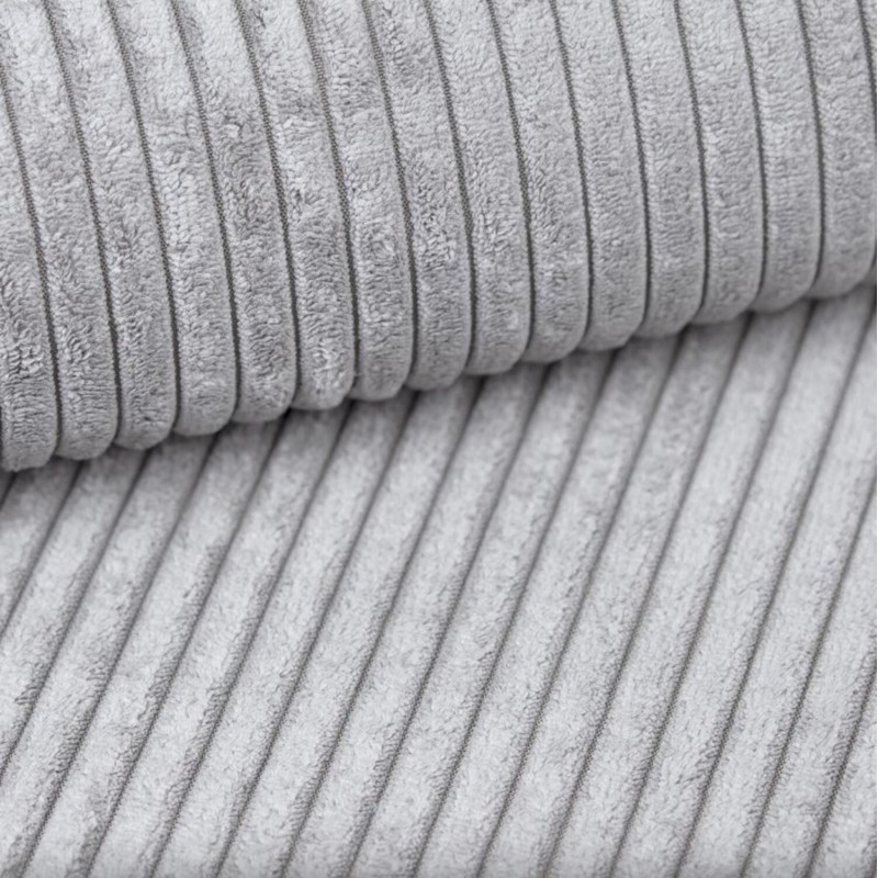 Canapé d'angle MARIUS convertible velours côtelé gris clair