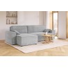 Canapé d'angle MARIUS convertible velours côtelé gris clair