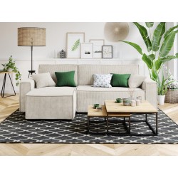 Canapé d'angle MIRAGE convertible et réversible velours côtelé beige