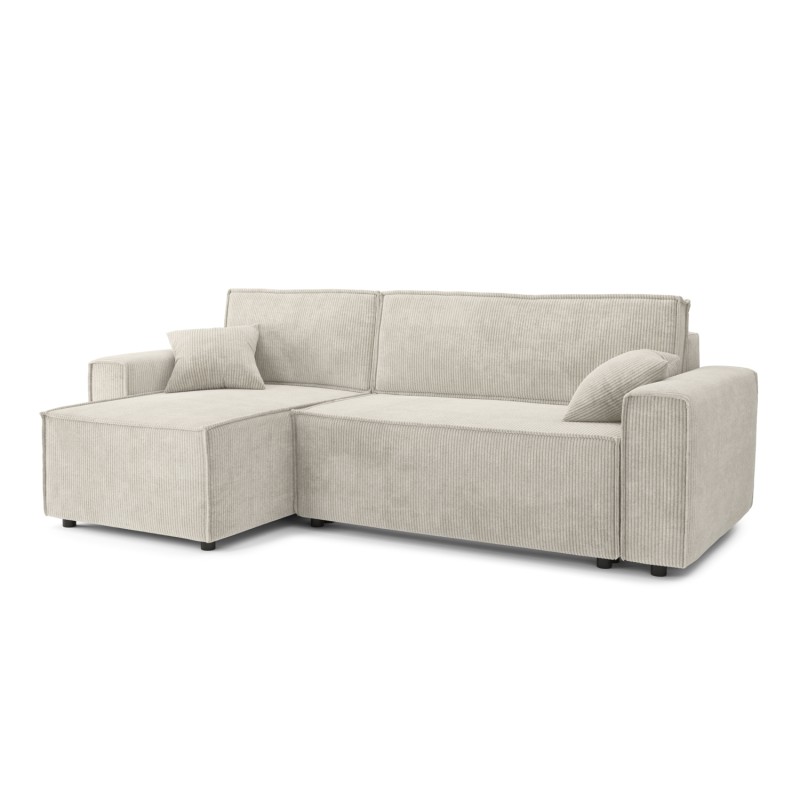 Canapé d'angle MIRAGE convertible et réversible velours côtelé beige