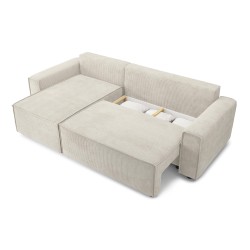 Canapé d'angle MIRAGE convertible et réversible velours côtelé beige