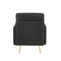 Fauteuil ADAM en tissu noir avec pieds en métal doré