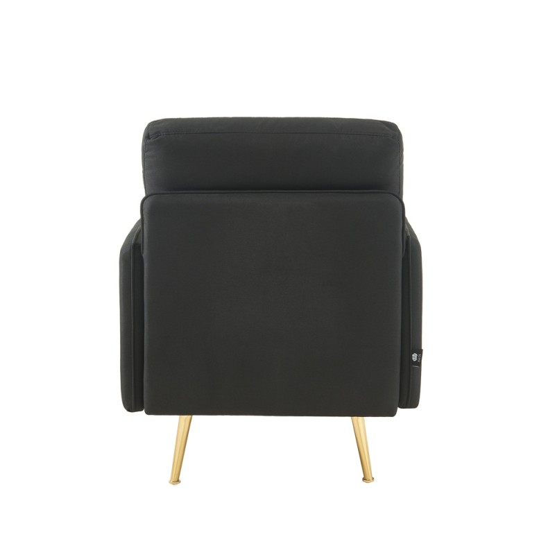 Fauteuil ADAM en tissu noir avec pieds en métal doré