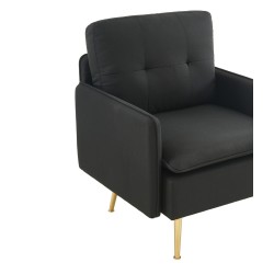 Fauteuil ADAM en tissu noir avec pieds en métal doré
